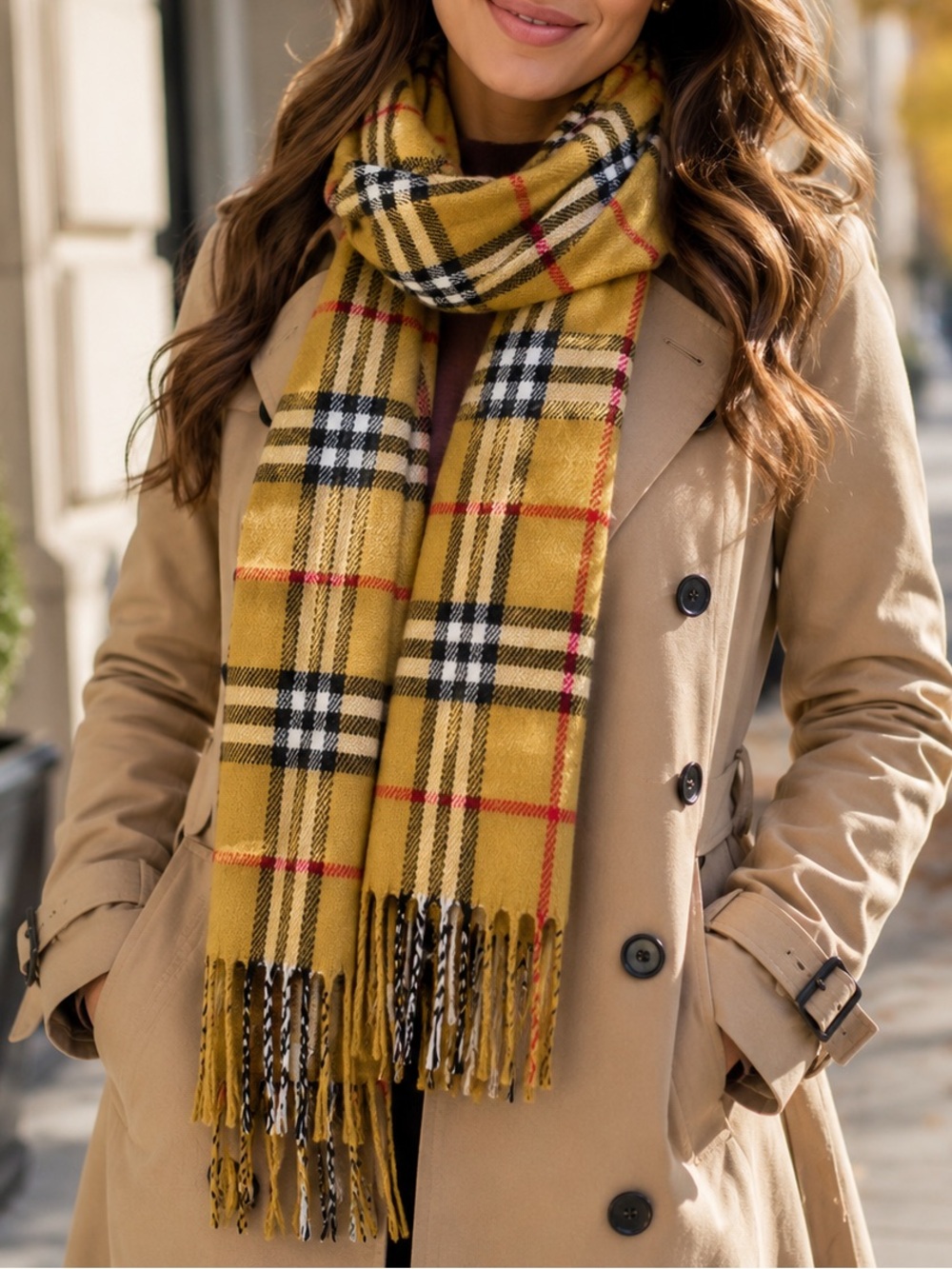 Royal Rossi Cashmere Camel 🐪 Plaid Scarf